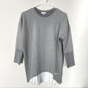 DKNY Grey Stripes Long Sleeves Pleated Sweater Dress Size XS